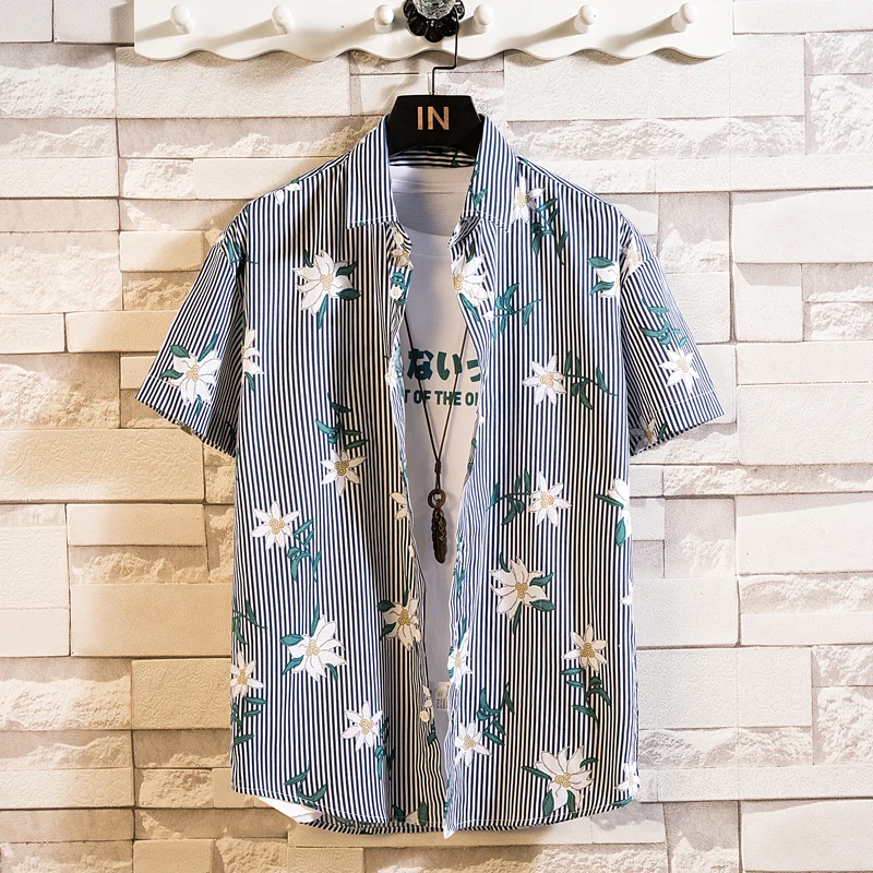 Summer High Quality Cotton Mens Hawaiian Shirt Printed Short Sleeve Big Size Hawaii Men Beach Floral Shirts Multiple 1037 2