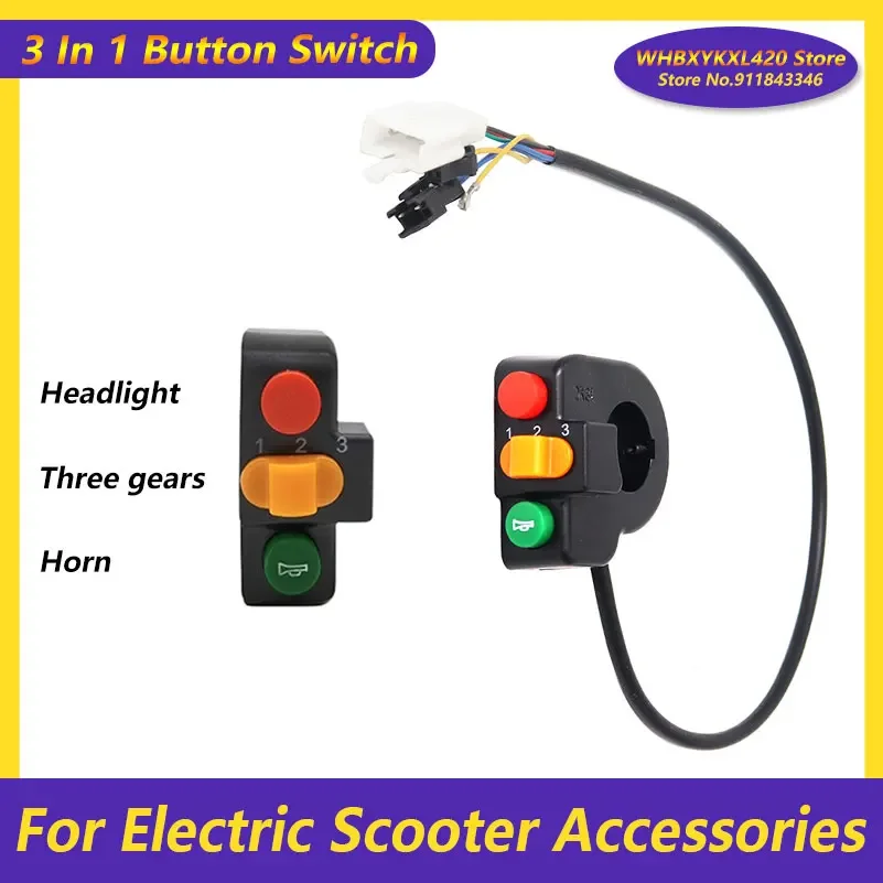 

Motorcycle Handlebar Turn Signal Light Headlight Horn Grip Switches 3 in 1 Button Switch for Electric Bike Scooter Part