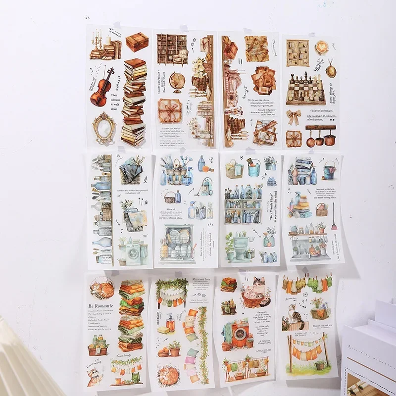 Exquisite Dual Material Die-Cut Stickers Set - 6 Elegant Home Decor Designs