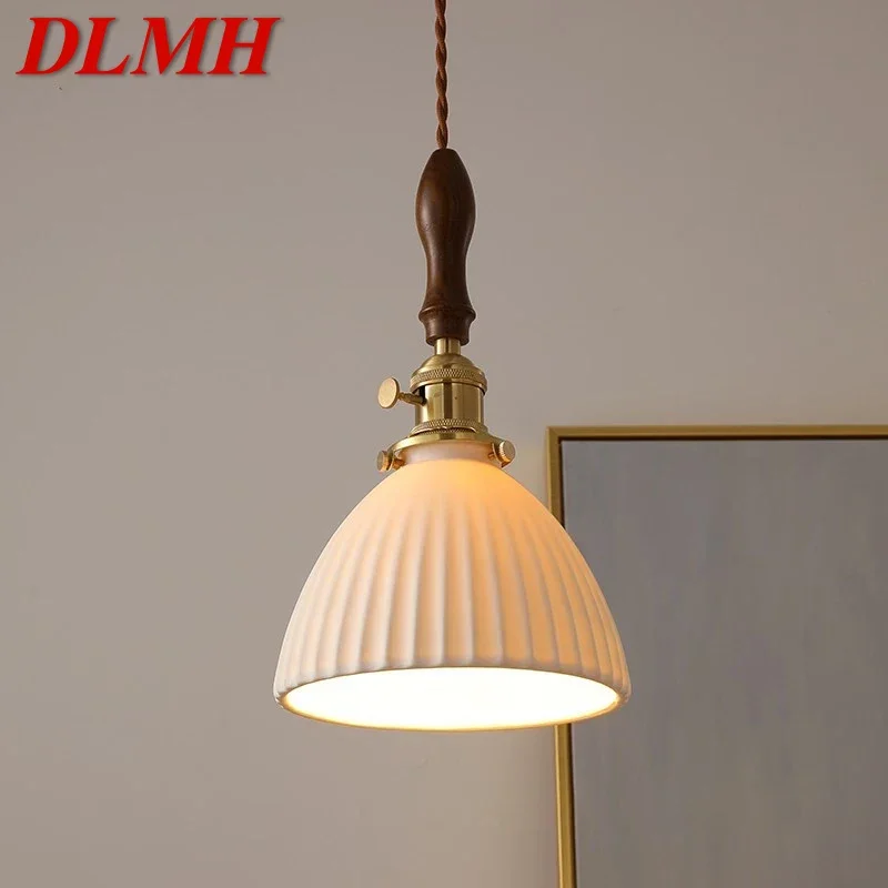 

DLMH Nordic Brass Pendent lamp Modern Bedroom Bedside lamp Retro Ceramic LED Restaurant Bar Aisle Chandelier