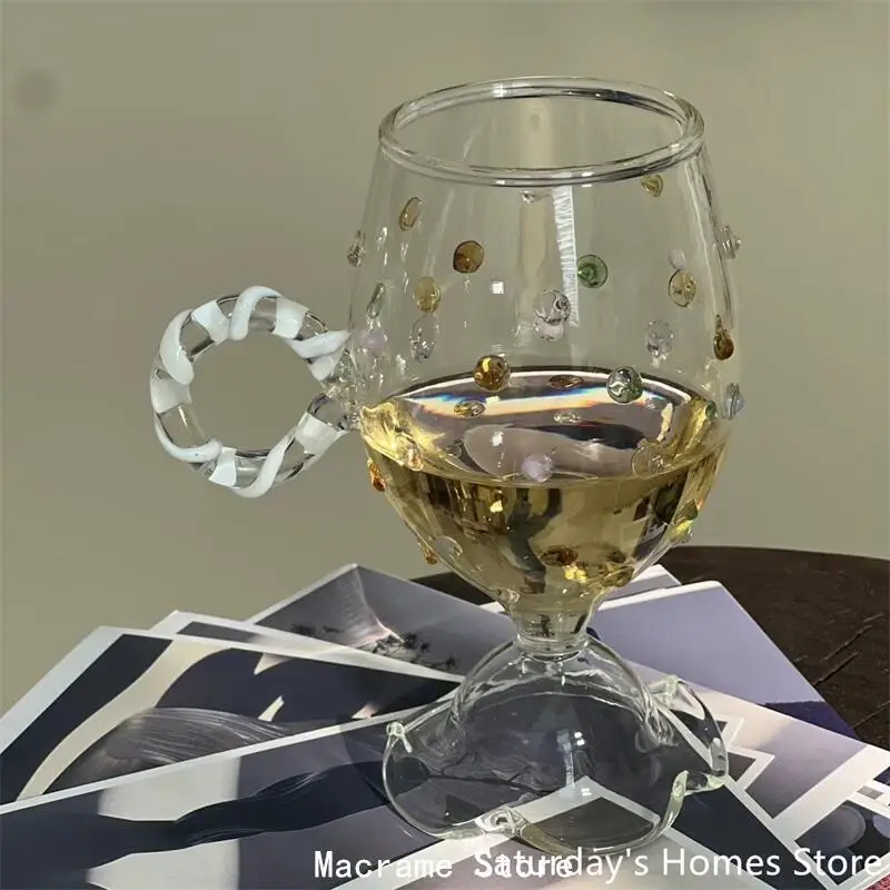 Description Picture 2 of itemColorful Gem Goblet Wine Glass Champagne Coupe Sparkling Resistant Glass Cup Cocktail Dessert Drinking Glasses