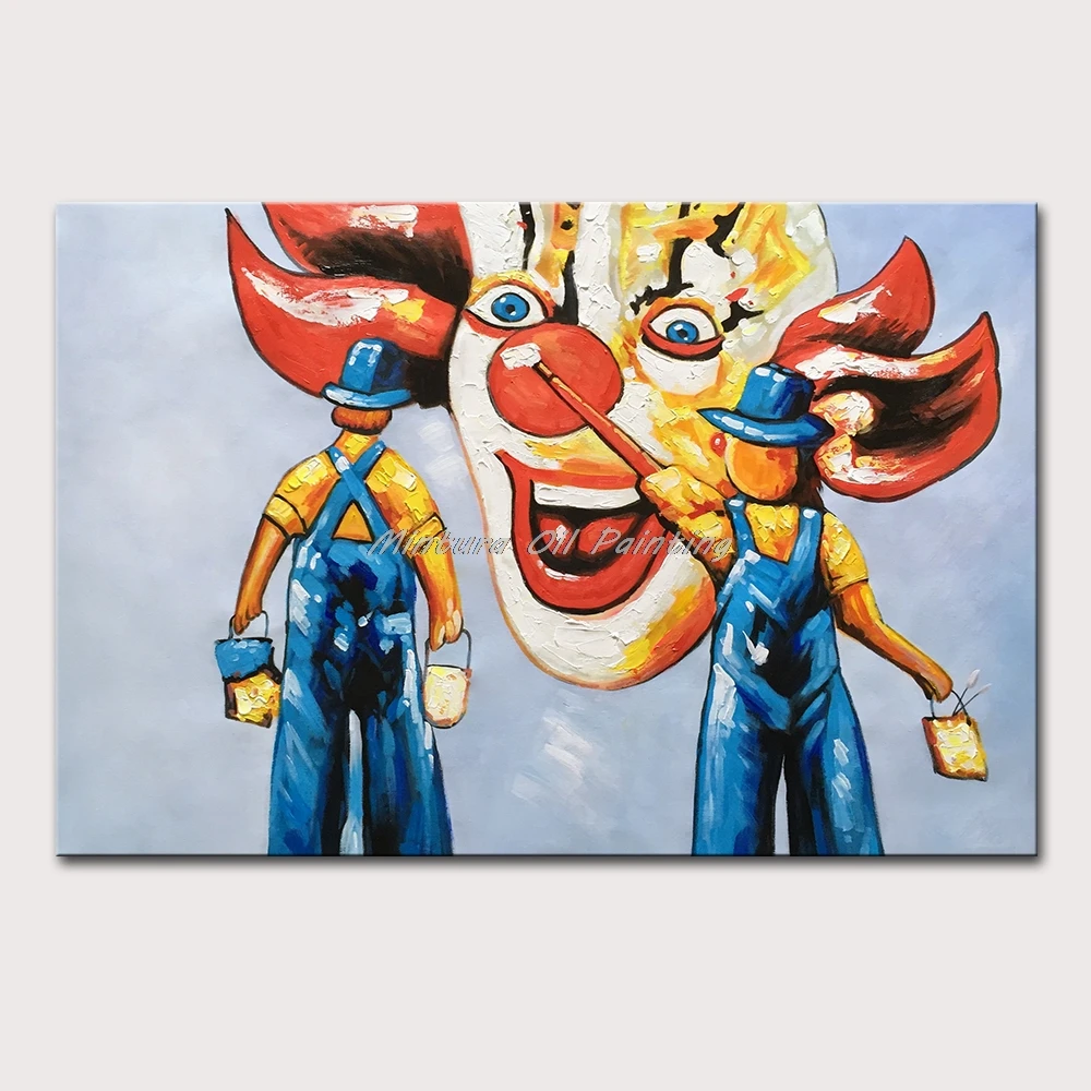 

Mintura Wall Picture for Living Room Oil Paintings on Canvas,Hand-Painted The Clown is Drawing Home Decoration Wall Art No Frame