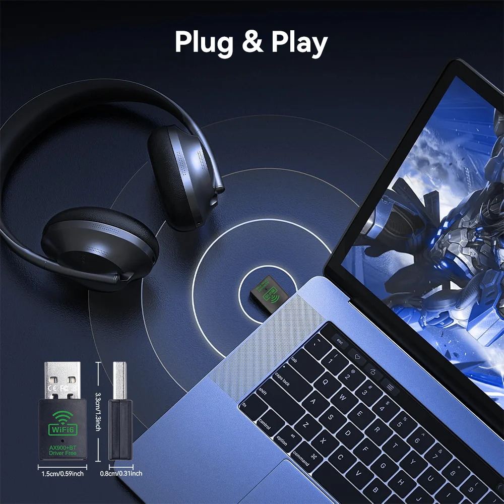 900Mbps USB WiFi Bluetooth Adapter 2 IN 1 Dual Band 2.4G/5GHz Wi-Fi Dongle High-Speed Wireless Network Card Receiver PC Laptop