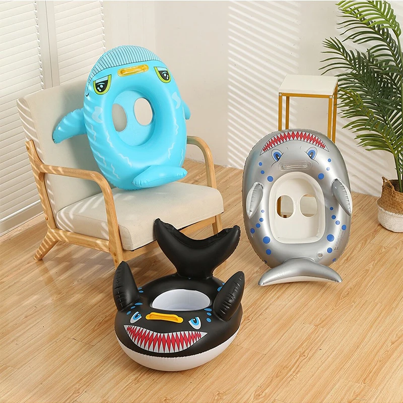 swimming float seat Children Swimming Circle Seat Water Toys Summer Outdoor Shark Boat Inflation Handle Baby Swim Circle Shark Seat TMZ