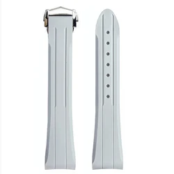 Premium Rubber Watch Strap with Folding Buckle and Curved End - 20mm/21mm - 20mm (Light grey)