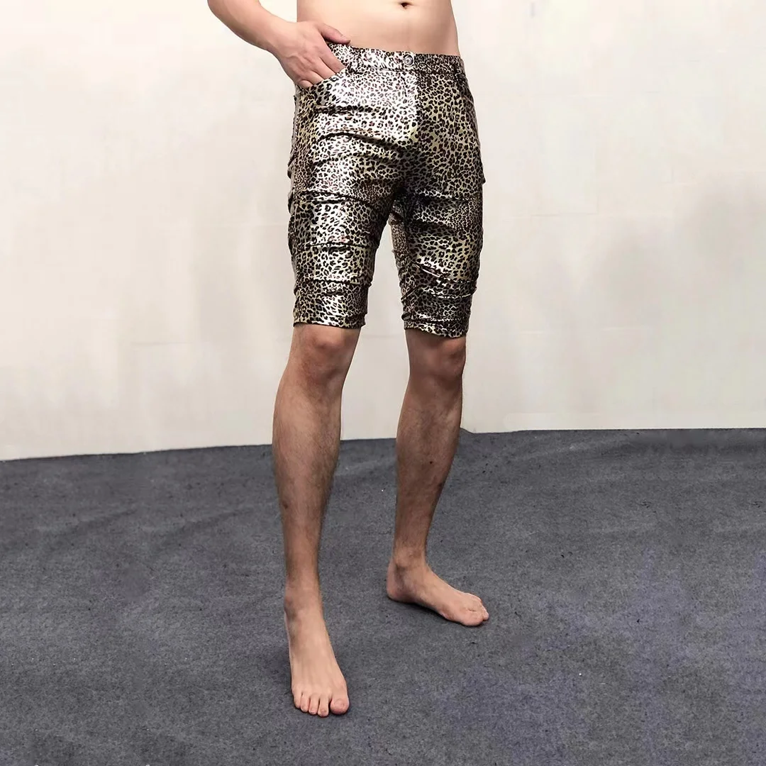 Shinny Trajes dos homens Anti-brilhante PU Shorts