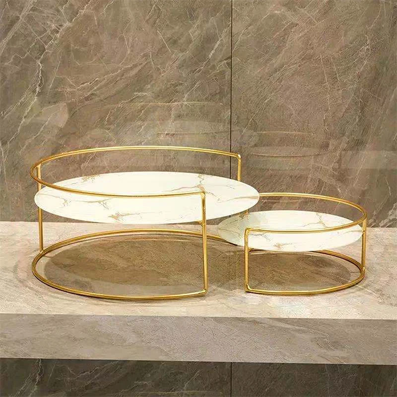 Bathroom Organizer Holder with Metal Base Cosmetic Container Marble Pattern Tray Rack Home Party Decoration Candle Holder New 5