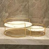 Bathroom Organizer Holder with Metal Base Cosmetic Container Marble Pattern Tray Rack Home Party Decoration Candle Holder New 5