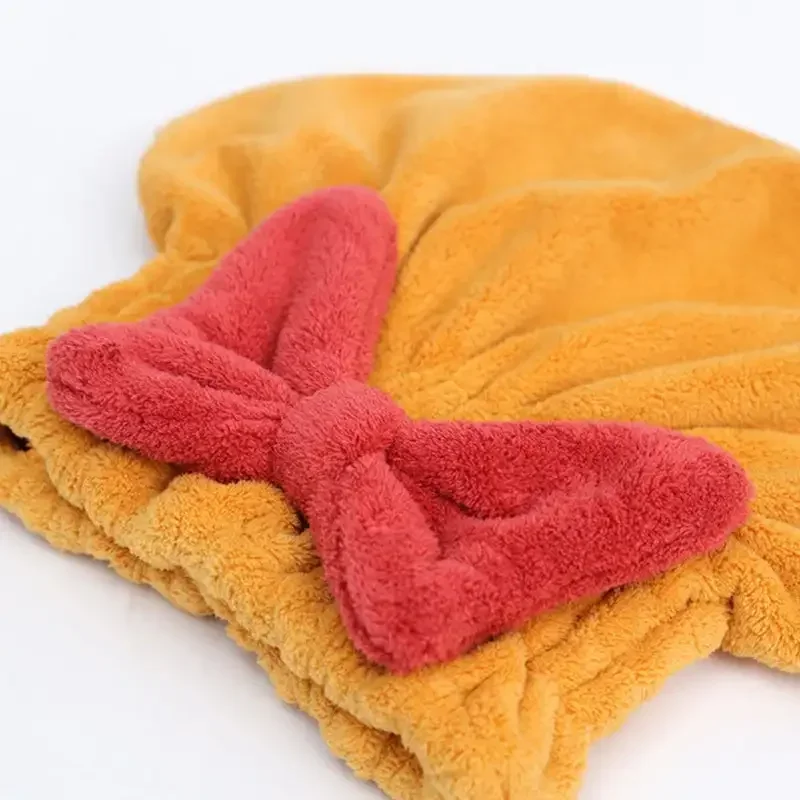 Super Absorbent Bath Cap Women's Quick Dry Cap Cute Bow Towel Bath Cap Dry Hair Cap Bathroom Accessories