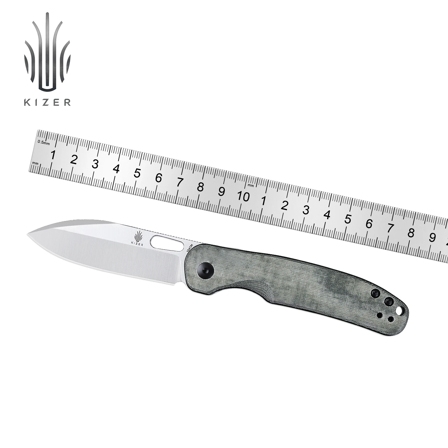 

Kizer Knife Pocket HIC-CUP V3606C1/V3606C2 Folding Knife with Green Micarta or Black Richlite Handle Camping Tools