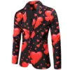 Valentine's Gift Men's Fashion Suit Party Coat Casual Slim Fit Blazer Buttons Suit 3D heart Print Painting Blazers Jacket Men 1