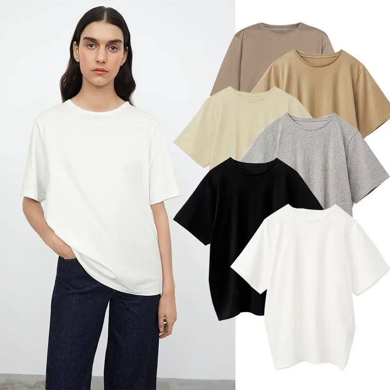 

Women T-Shirt Cotton Loose Simple All-Match O-Neck Short Sleeve Tee Tos Summer New