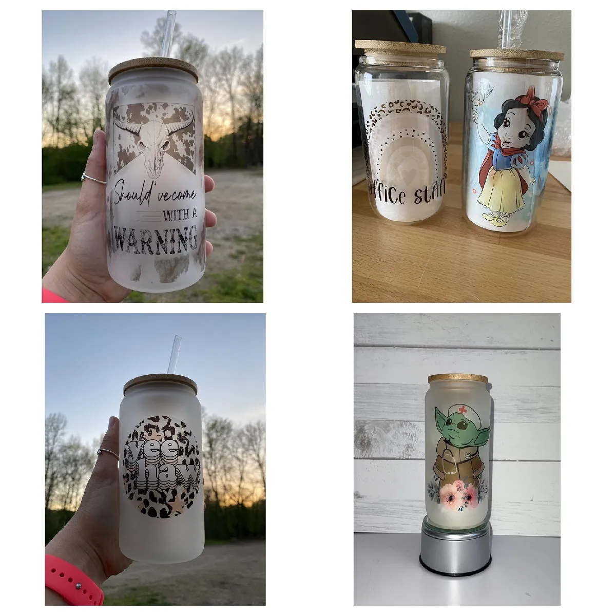 48pcs Custom 12oz Sublimation Frosted Glass Mason Mugs for DIY Printing Jar  Cup with Handle with Metal Lids and Plastic Straws - AliExpress