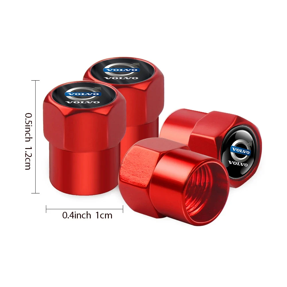 Valve Stem Caps 4pcs Car Badges Wheel Tire Valve Stem Caps Covers Auto Accessories For Volvo XC90 XC60 C30 S60 C70 XC40 V40 XC70 V70 V60 S80 S90