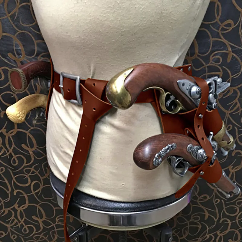 Renaissance Pirate Belt Flintlock Pistol Holster Steampunk Blunderbuss Gun Holder Cowboy Outlaw Cosplay Costume Accessory Props