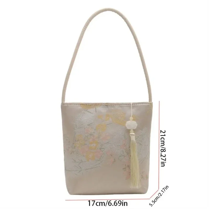 Luxury Embroidery Shoulder Bag Chic Trend Small Bucket Handbag For Women New Chinese Style Floral Designer Tote Bag Phone Bag