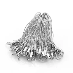 50pcs Durable Lanyard Rope with Jump Ring for DIY Keychain and Pendant Accessories (Silver)