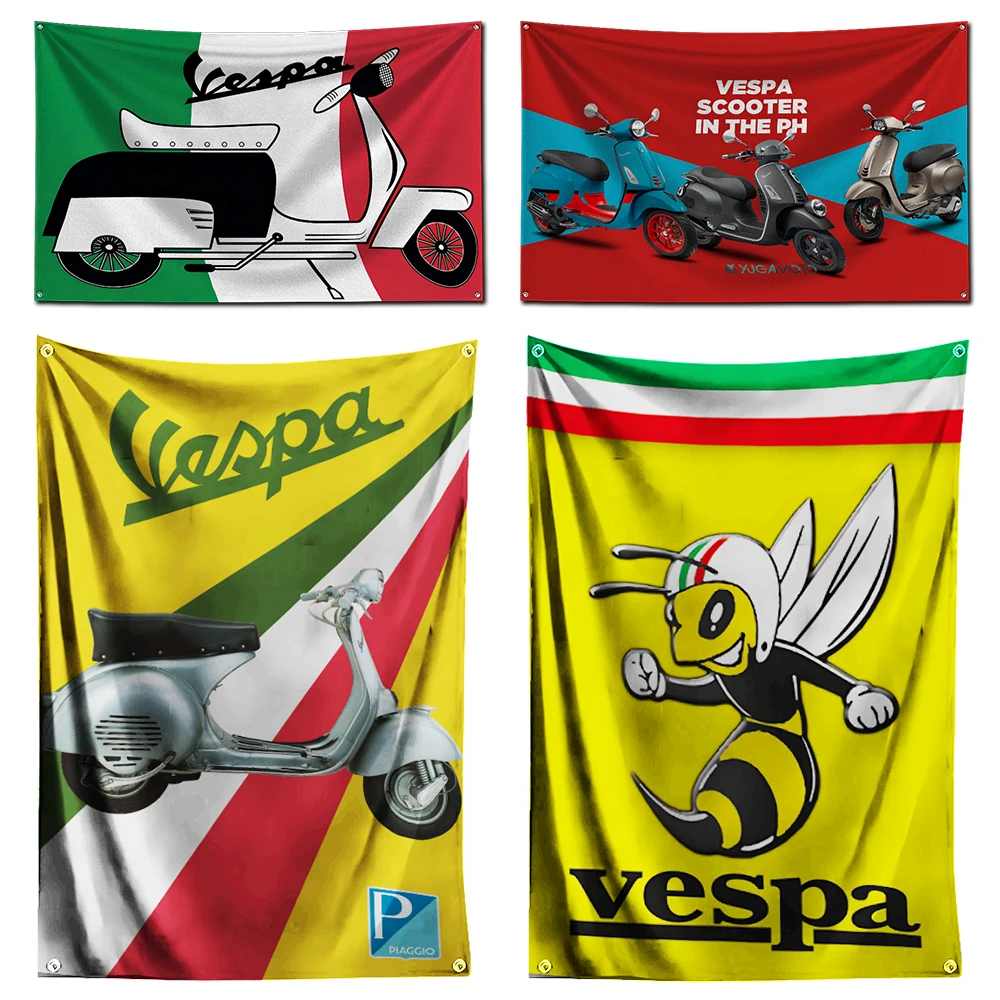 

3x5 Ft V-vespas Moto Flag Polyester Digital Printing Banner For Garage or Out door Decoration