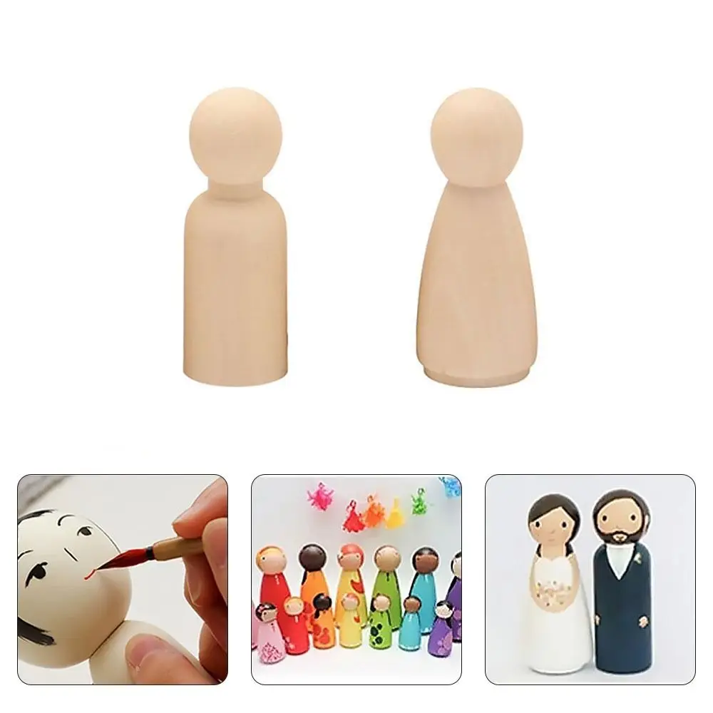 

Girl Boy Little Unfinished Home Decor Art Craft Wooden Figures Baby Kid Toy Peg People Wooden Doll