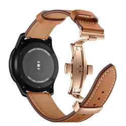 Elegant Leather Adjustable Bracelet Band with Metal Buckle - Galaxy watch 8 (Rose button brown)