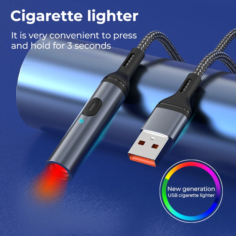 4 In 1 USB Car Cable With Cigarette Lighter 1.2m 6A Fast Charging For Smartphone Charger For IPhone Type C Micro-USB cigarette lighter car charger cable