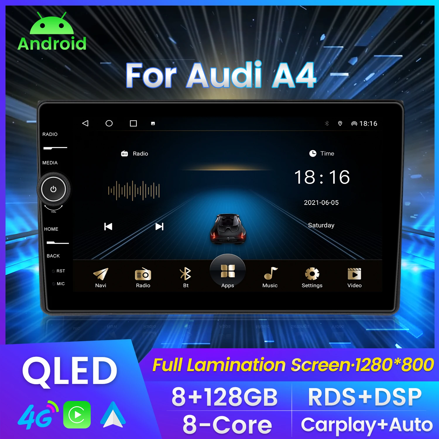 MLOVELIN QLED RDS DSP Carplay radio multimedia para coche adecuado para ...