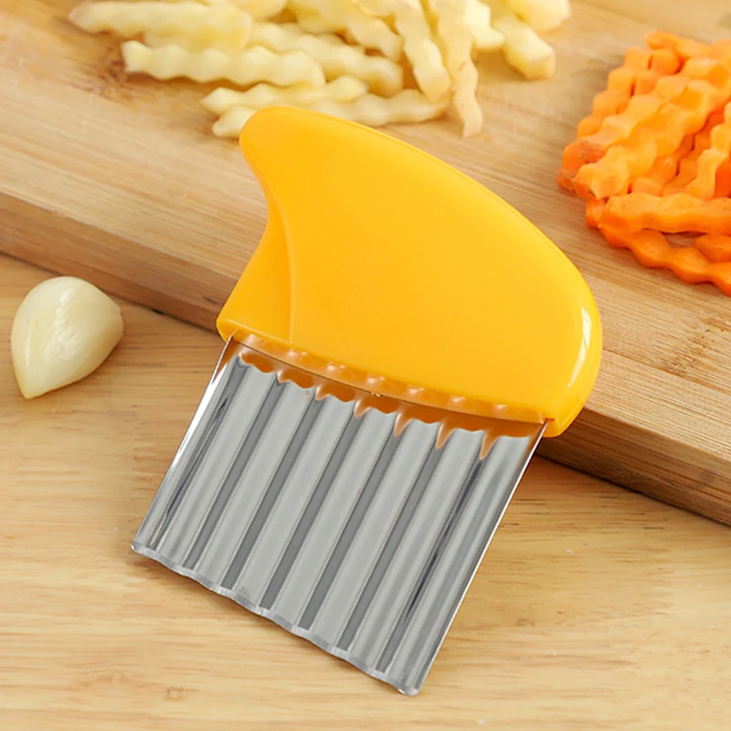 Potato Cutter Crinkle French Fries Cutter Potato Chips Vegetable Slicer Chopper Stainless Steel Wavy Knife Kitchen Accessories