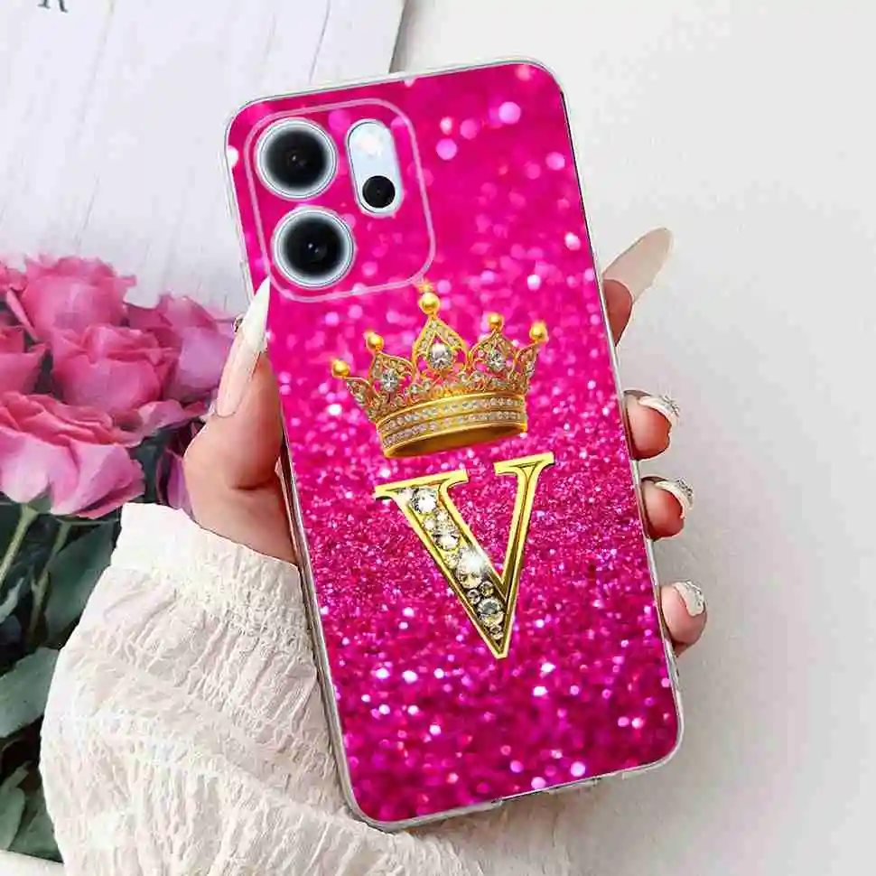 New Design Floral Letter TPU Soft Silicone Phone Case - 6.57 Cover, Elegant and Durable Protection