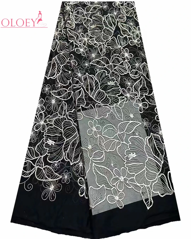 High Quality Fashion French Mesh Embroidery Tulle Fabric African Nigerian Lace Fabric For Wedding Dress 50x150cm import camouflage mesh fabric hollow out mesh gauze fabric diy jacket dress doll decor fashion style designer fabric