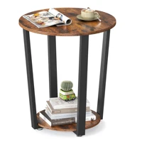 VASAGLE-Table d'appoint ronde avec cadre en acier, table basse robuste, structure simple, 50x50x57 cm 2