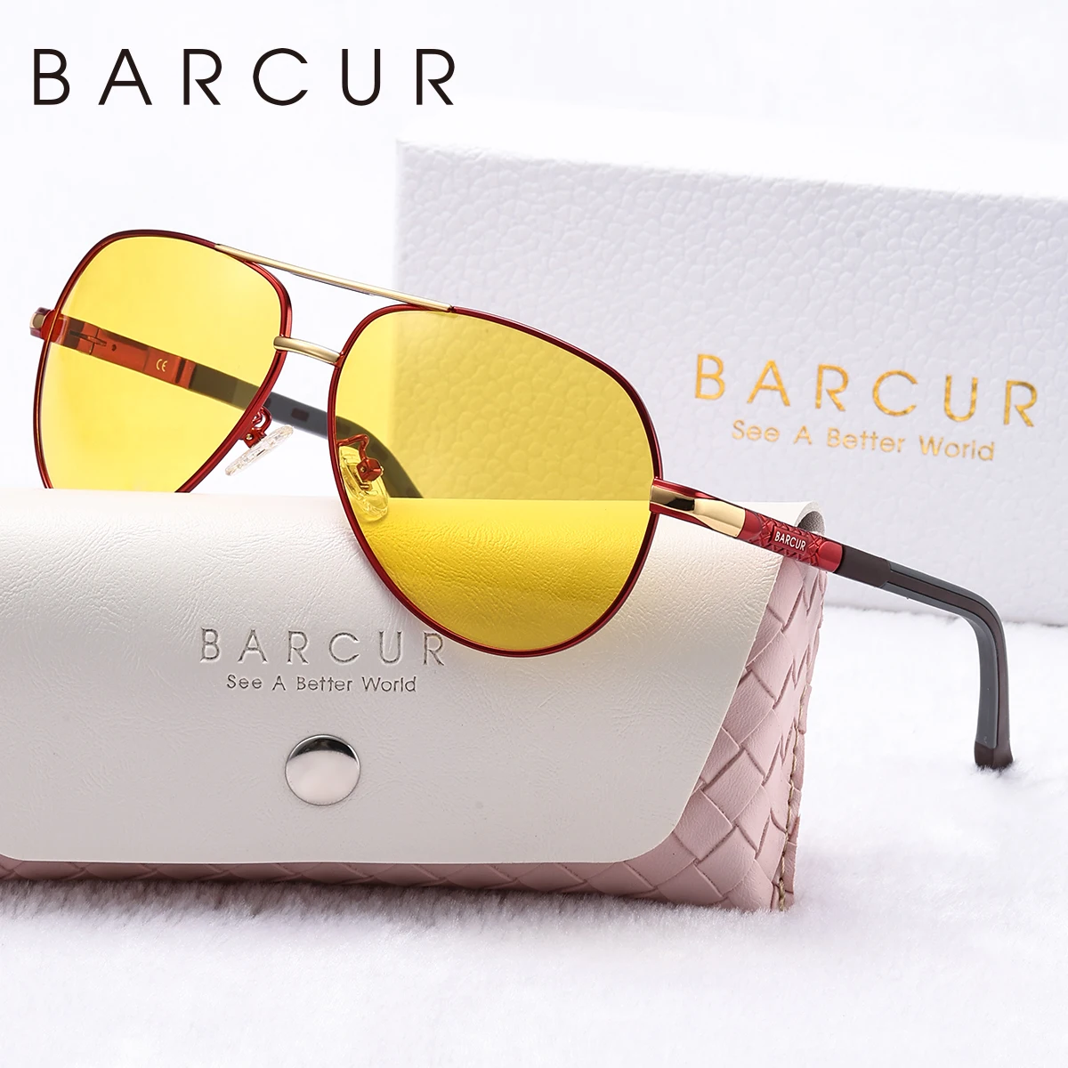 BARCUR Metallrahmen Coole Damen Polarisierte Sonnenbrille TAC-Linse Anti-Rutsch-Silikon-Spiegelbeine Herren-Sonnenbrille Gute Wahl als Geschenk – Detail 5
