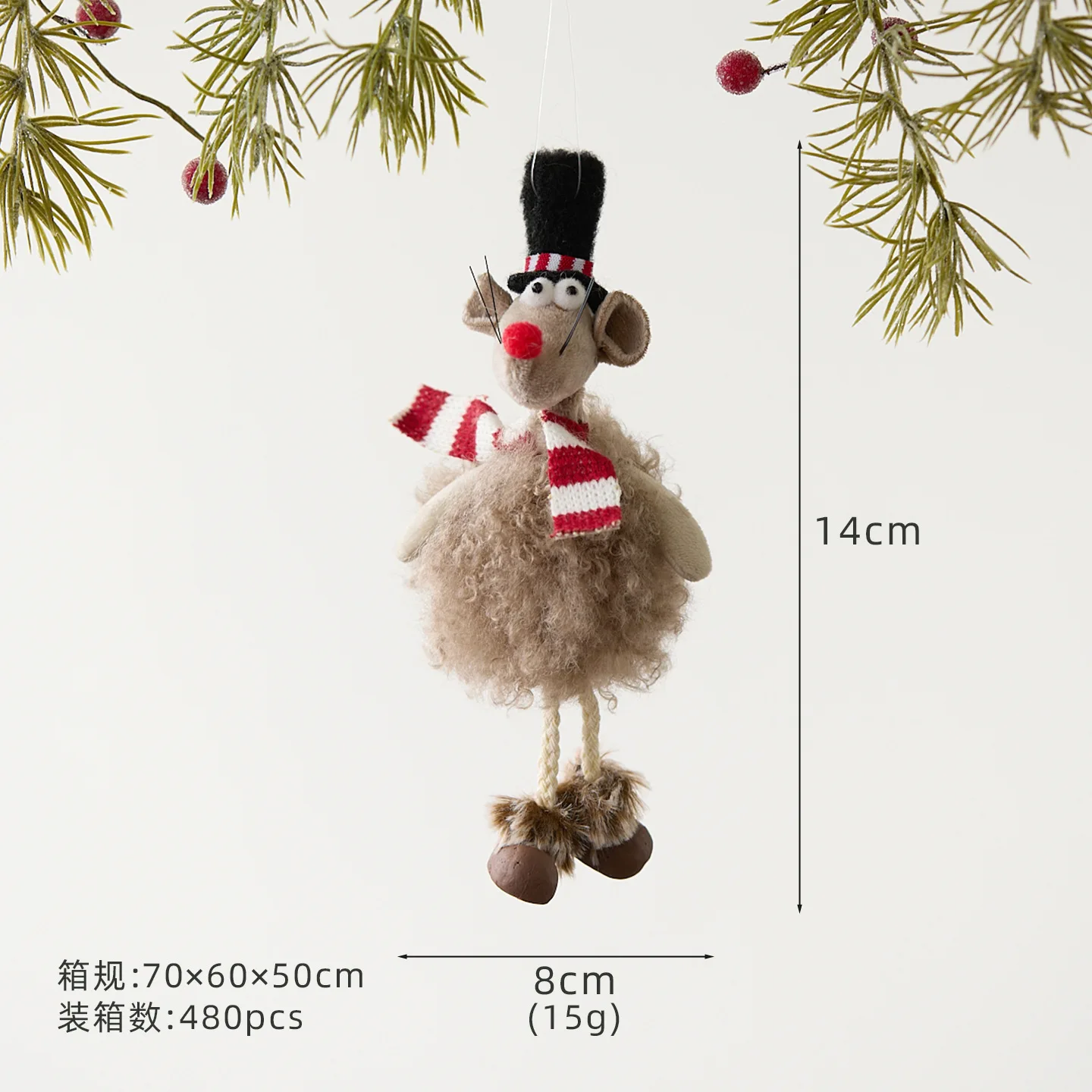 Christmas Cute Mouse Pendant Plush Doll Christmas Tree Hanging Christmas Decorations Navidad adornos navideños