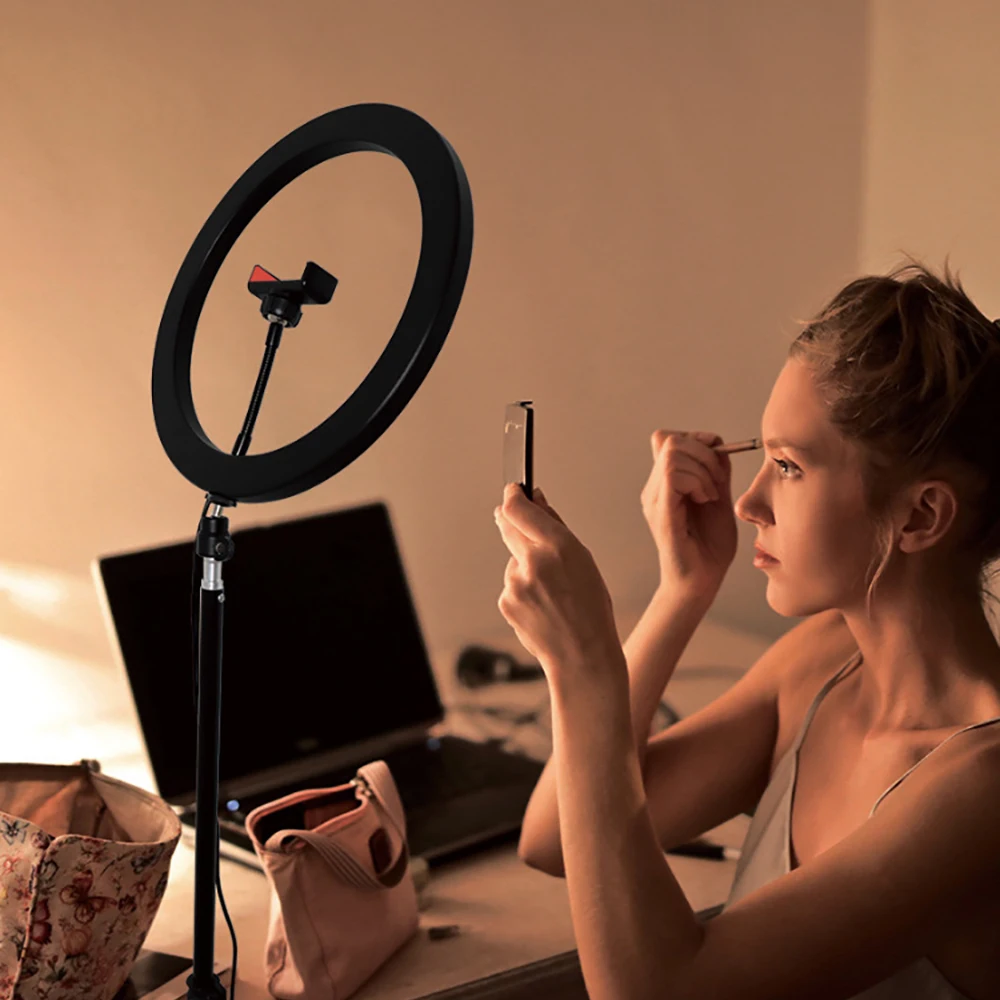 26cm LED Selfie Ring Lights With Tripod Phone Holder Clip Photography Light Photo Studio Lamp For Youtoube Tik Tok led light kit led ring light