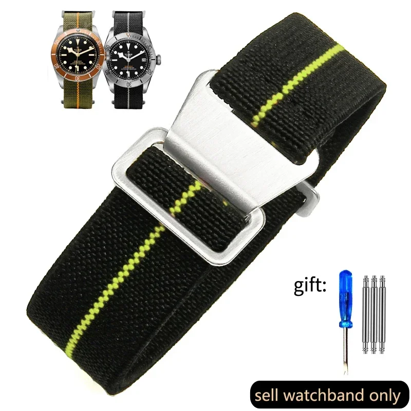 Vintage-Style French Parachute Elastic Nylon Watch Strap – Universal Men's Smartwatch Wristband (Classic 60s Inspired Design)