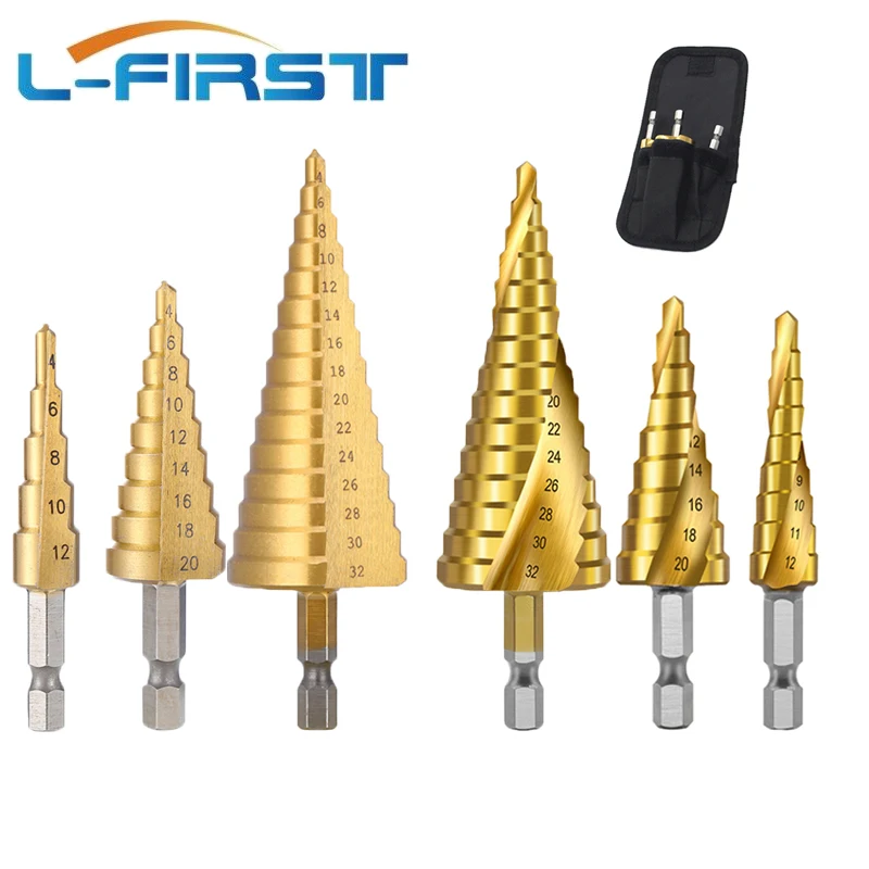 L-FIRST 6pcs Tap Drill Bit Hex Shank Titanium Plated HSS Screw Thread Bit Screw Machine Compound Tap M3 M4 M5 M6 M8 M10 Tools best hand planer