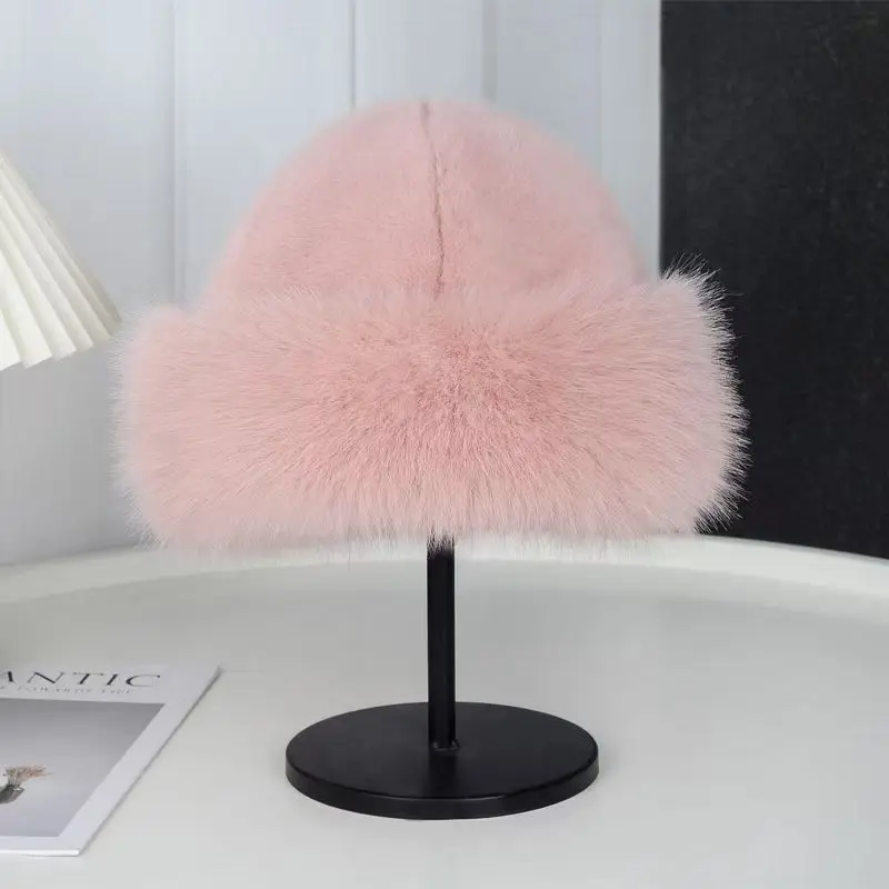 Winter Thick Warm Furry Beanies Hat Women Fashion Imitation Mink