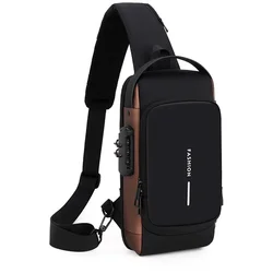 Men's Designer Crossbody Bag - PU Leather Classic Anti - Theft Shoulder and Chest Bag (Black and brown)