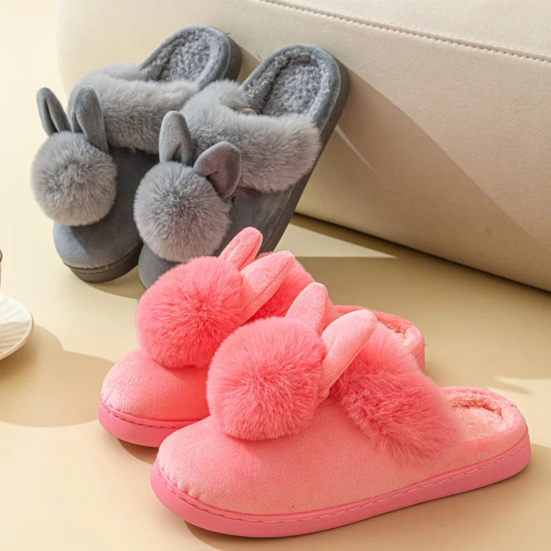 Litfun Women's House Fuzzy Slippers Couple Indoor Anti-skid Plush Lined Bedroom Slides Winter Comfy Warm Fur Fluffy Cotton Shoes — view 2