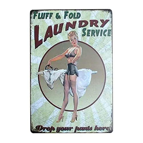 

Metal Tin Sign Vintage Chic Art Decoration Laundry Service for Home Bar Cafe Farm Store Garage or Club 12" X 8"