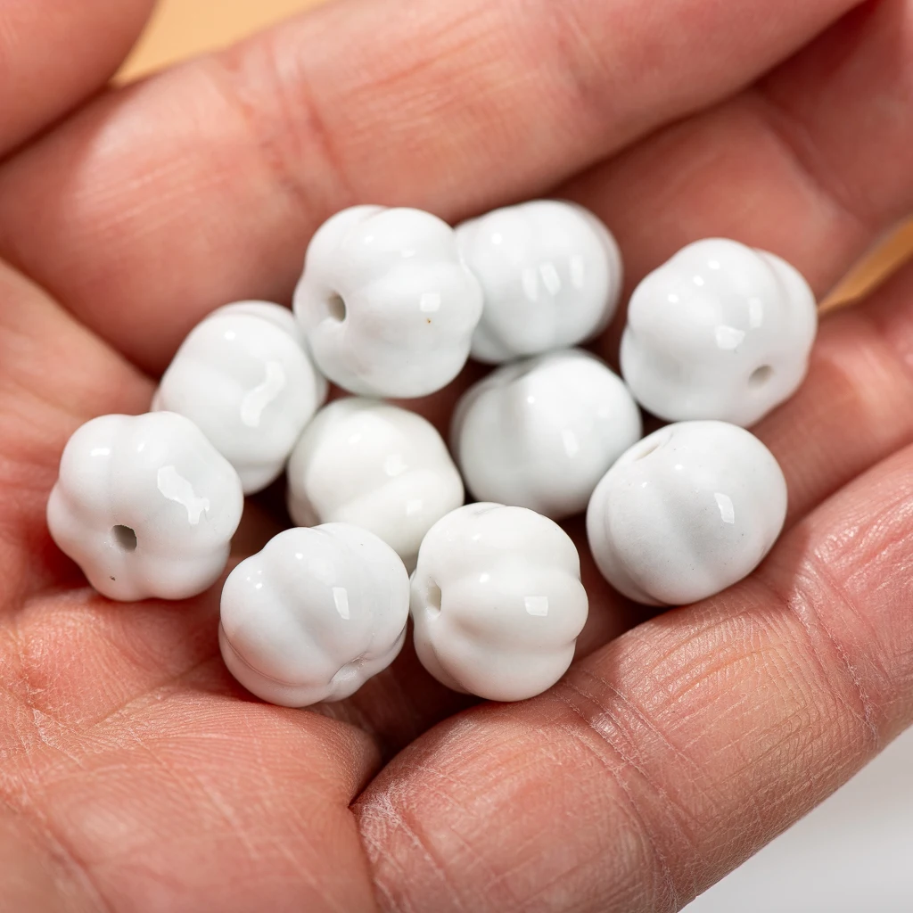 13mm Keramik Kürbis perlen perfekt tadellos raffiniert mit präzisen Standard kleinen Loch feine Handwerks packung von 10 Stück – Detail 1