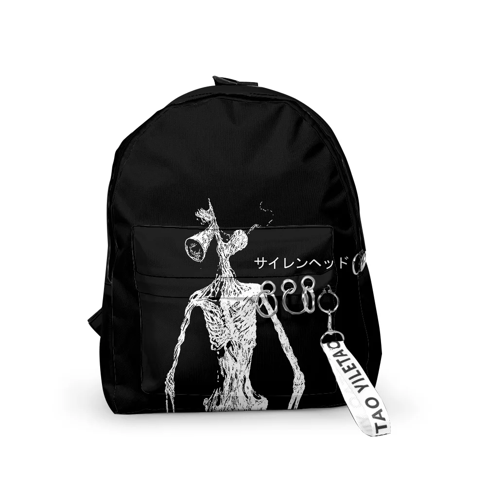 Horror Creepypasta Siren Head Backpacks Boys Girls School Bags 3D Print Keychains Oxford Waterproof Small Backpacks