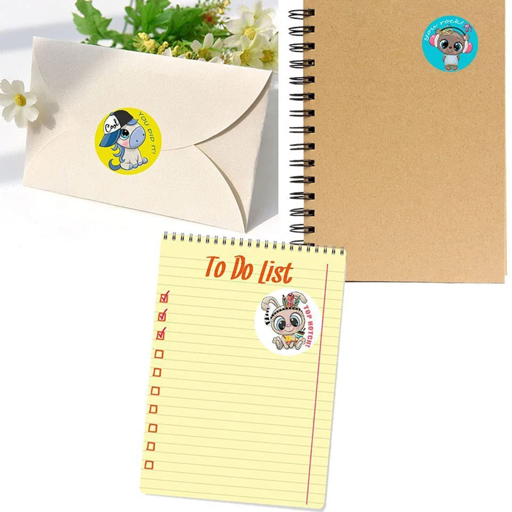 50-500PCS Cartoon Belohnung Aufkleber 8 Stil Muster Spielzeug Label Schule Lehrer Belohnung Aufkleber Tiere Cartoon Sammelalbum Dekoration – Detail 6