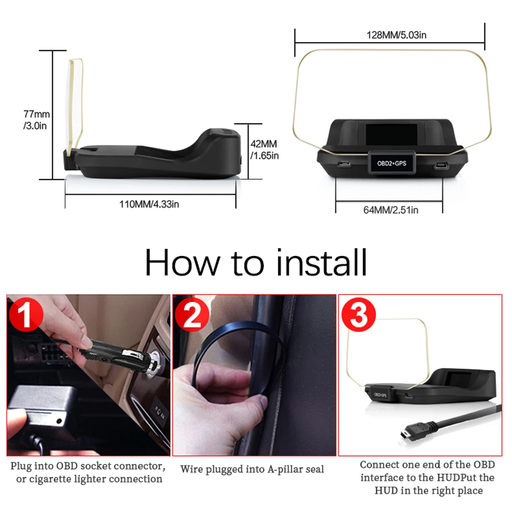 Geyiren C2 ׺̼ HUD  , OBD2 GPS  ÷, ڵ º ǻ, ڵ   Һ