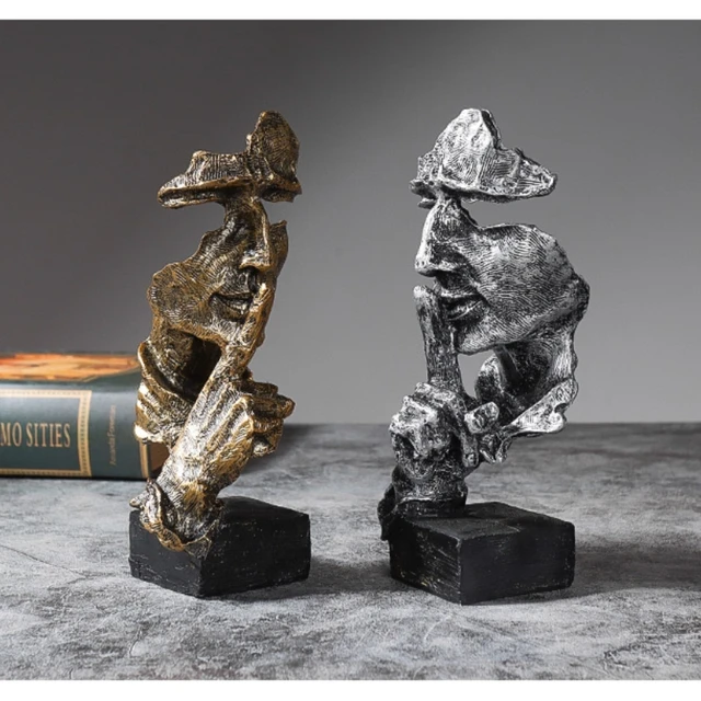 Statue d'Art Abstrait Moderne en Résine, Sculpture de Maison, Le Silence est localité, Ne Peut Pas Entendre, Ne Peut Pas Voir, Ne Pas Parler 6