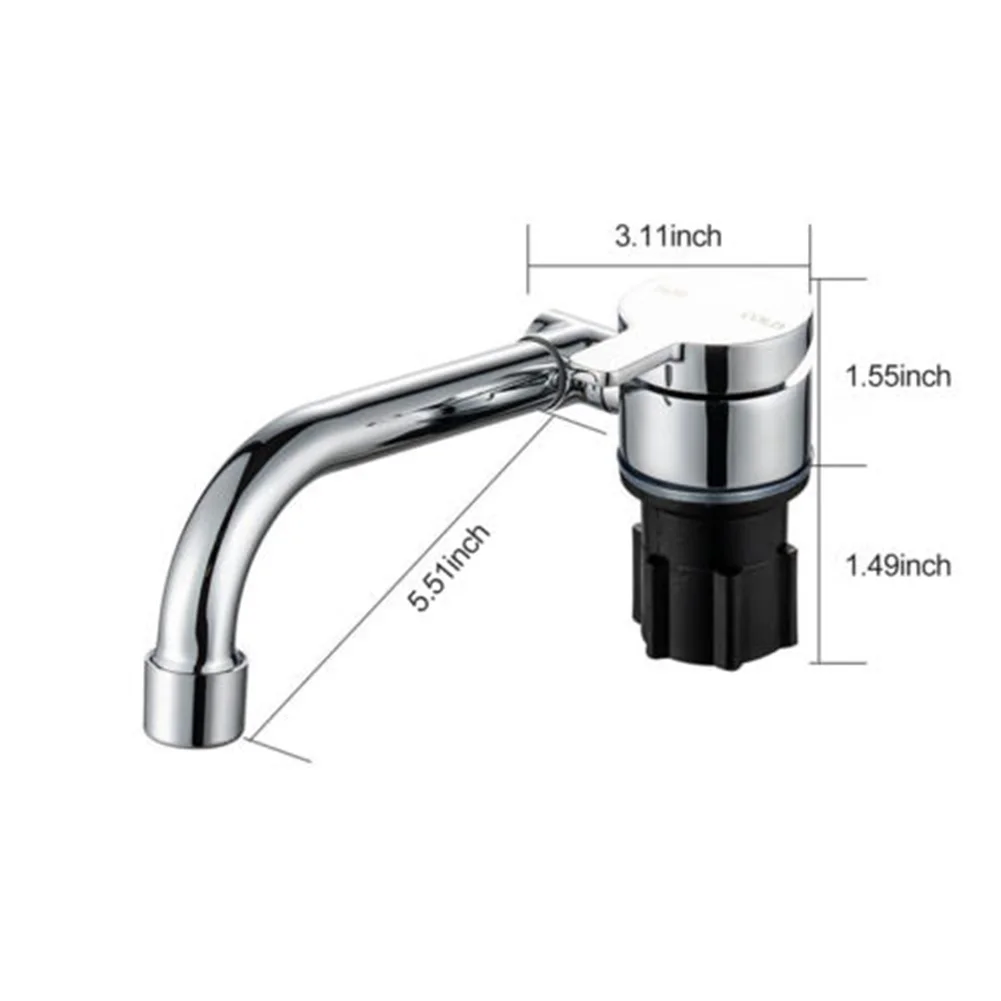 공간 절약형 물 수도꼭지, 손잡이 입구 호스, 광택 스테인리스 스틸, 1.0MPa, 33mm-38mm