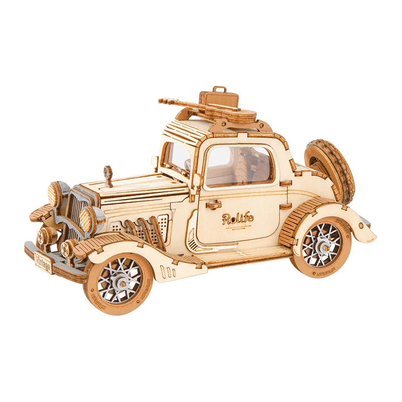 Robotime Rolife Vintage Car Model 3D Wooden Puzzle Toys for Chilidren Kids Adult TG504 6