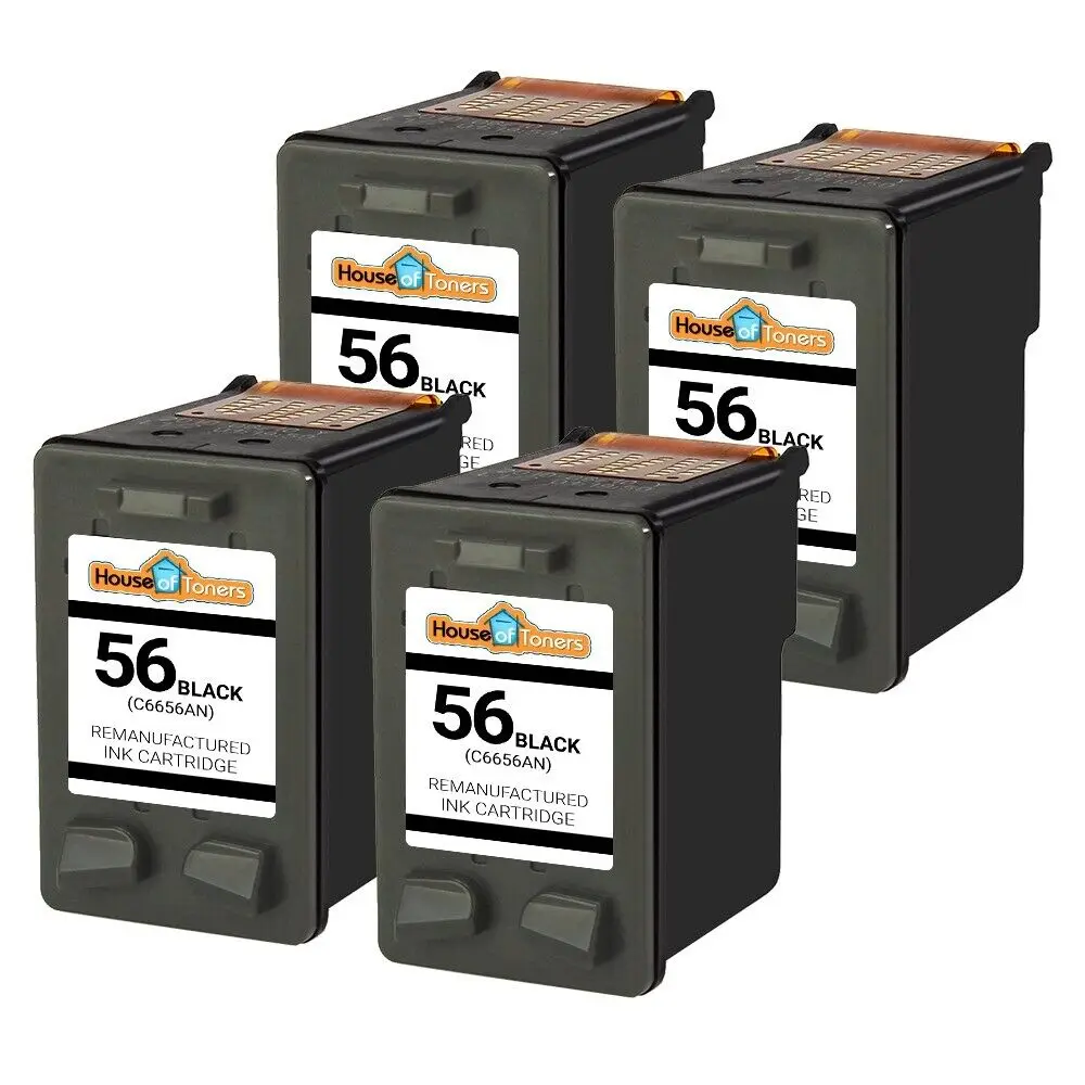 

4 PK 56 Black Ink for HP PhotoSmart 7150 7260 7350 7450 7550 7660 7755 7760 7960