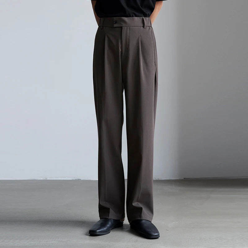Men's Luxury Draped Baggy Suit Pants Casual Button-down Solid Color Straight Premium Elegant Dress Pants 2024 New 2