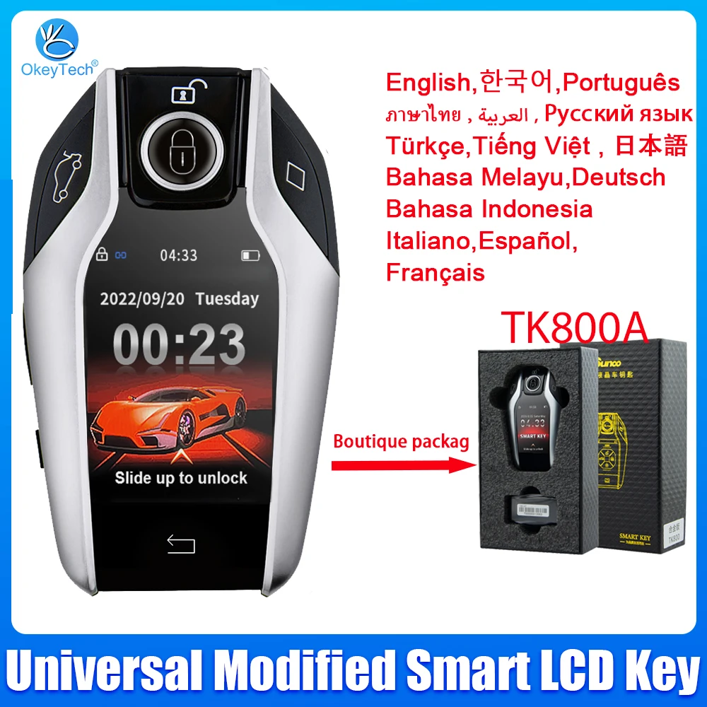 TK800A Universal Modified Smart LCD Key Remote Display Key English/Korean/Russian For Audi/BMW/Hyundai/Mercedes Benz/Kia/Peugeot