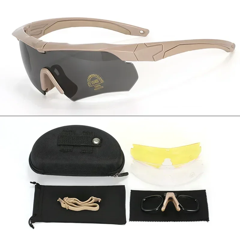Polarized Goggles New Polarized Tactical 3 Lens Set Climbing Outdoor Sports Windproof Dustproof Safety Protective